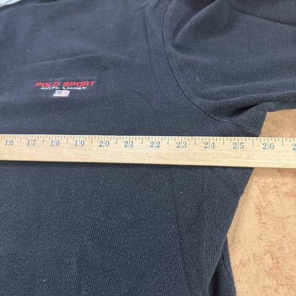 Vintage Polo Ralph Lauren Black White Tipped Long Sleeve Rugby Shirt Flag Sz XL - Picture 6 of 9